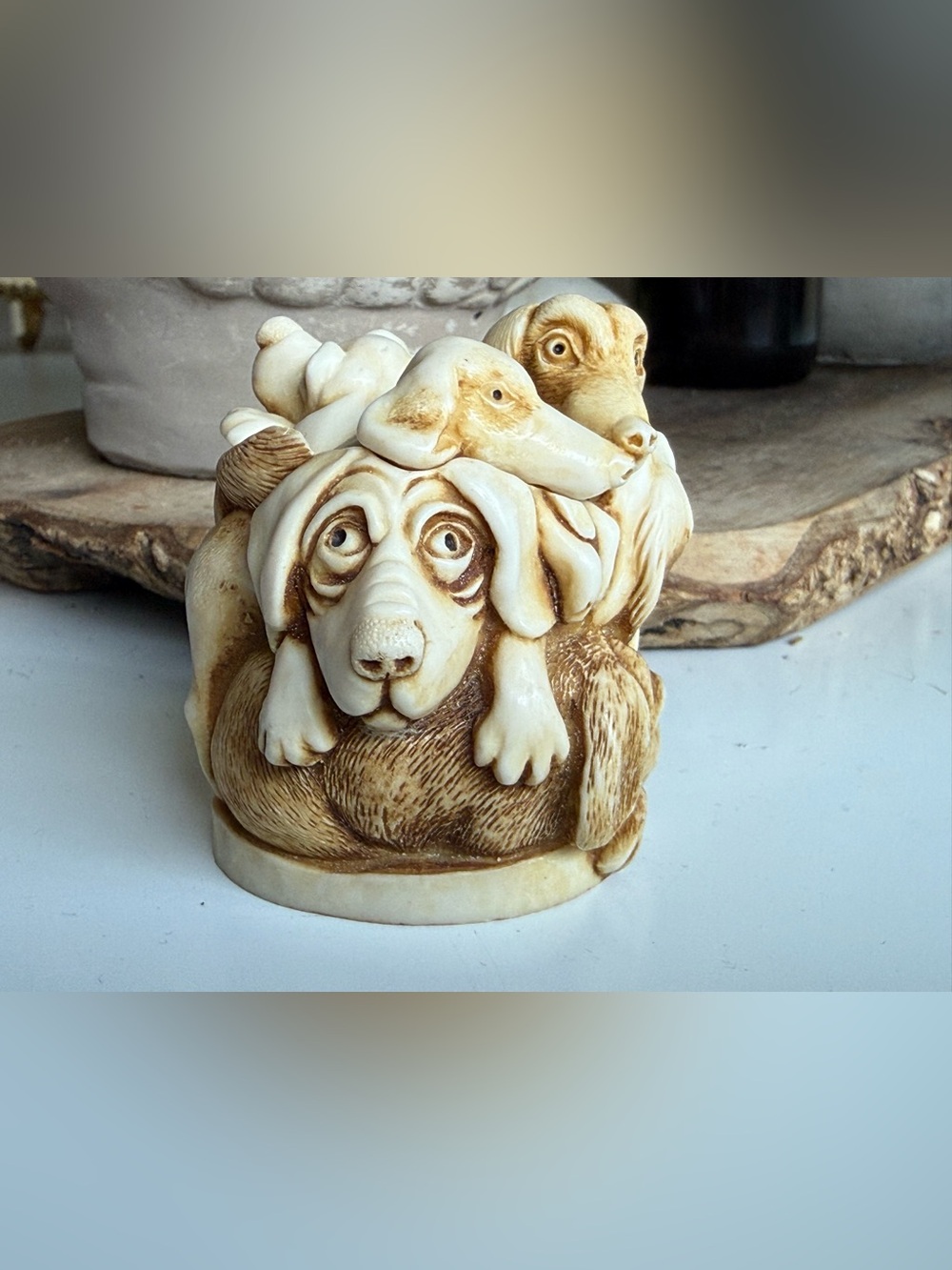Retired Harmony Kingdom Dog Trinket Box “Dog Days” Artist Peter Calvesbert